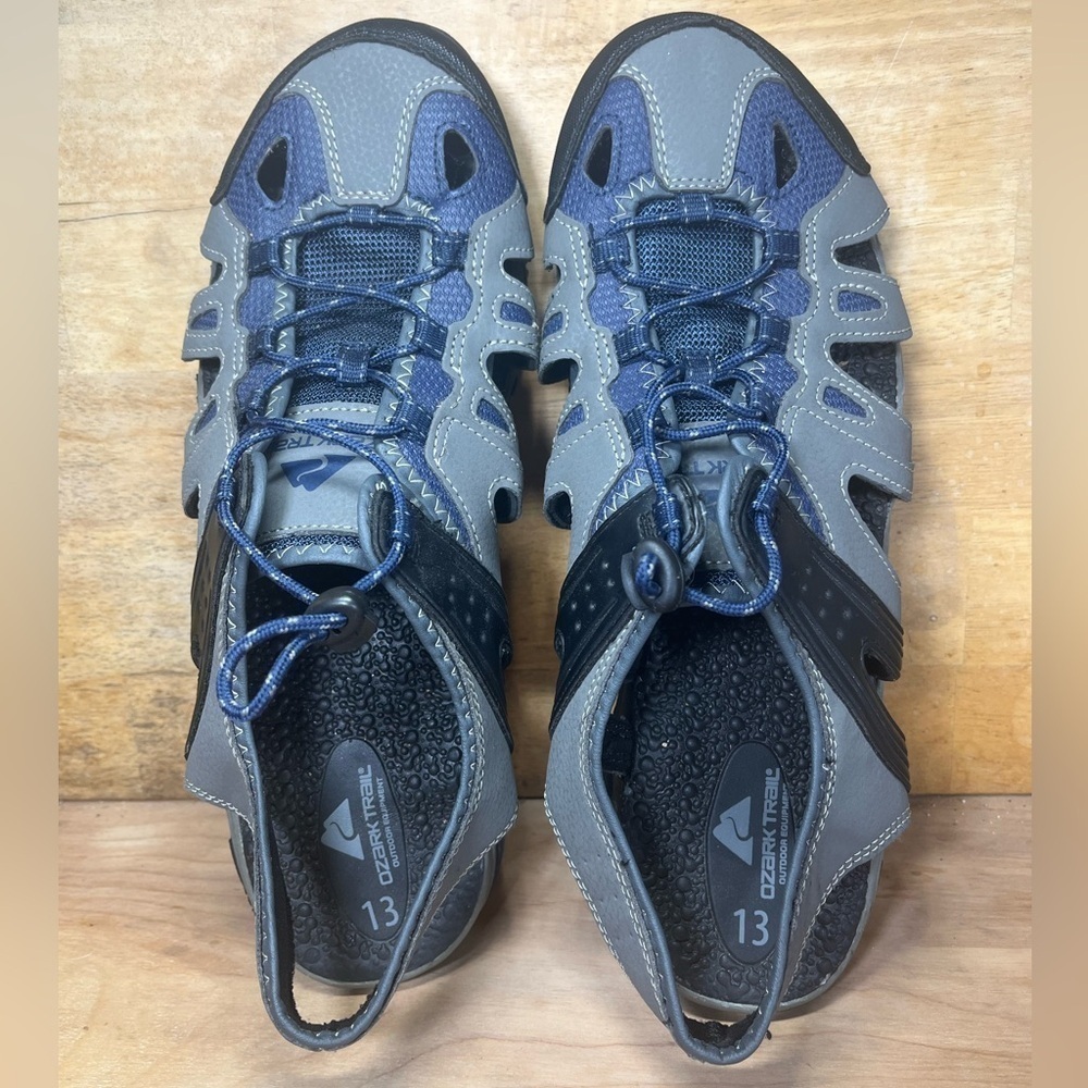 Ozark Trail Mens Size 13 Faux Leather Closed Toe Outdoor Sandals Gray Blue - Picture 6 of 8